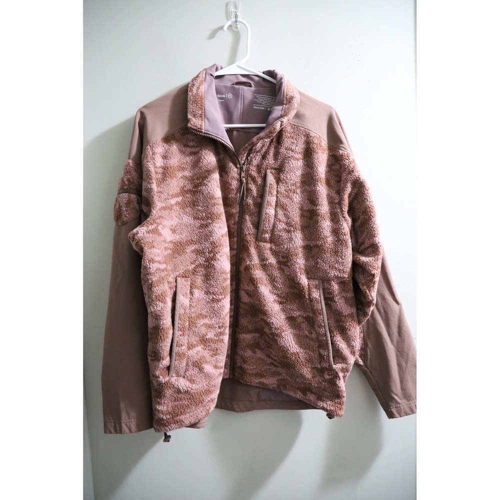 Outdoor Voices PRIMOFleece Full Zip Jacket Pink Brown Camo Medium